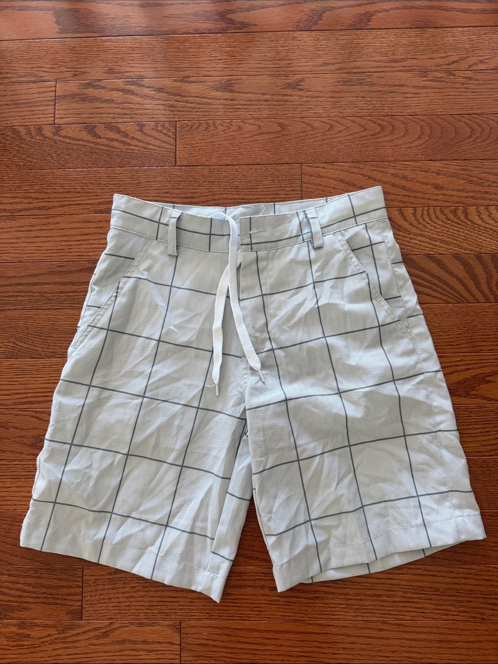 Kids Light Blue Windowpane Drawstring Shorts